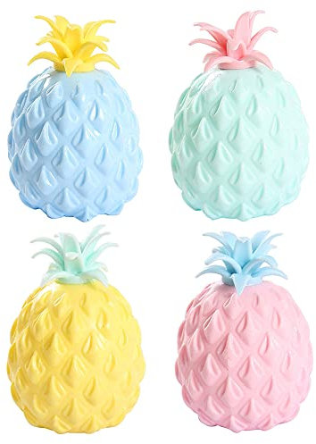 4pcs Ananas Stress Bälle Spielzeug,Fidget Sensory Toy Stressballs Ananas Anti Stress Spielzeug Niedlich Obst Quetschball Stress Relief Toy Ananas Dekompression Spielzeug Geschenk für Kinder Erwachsene