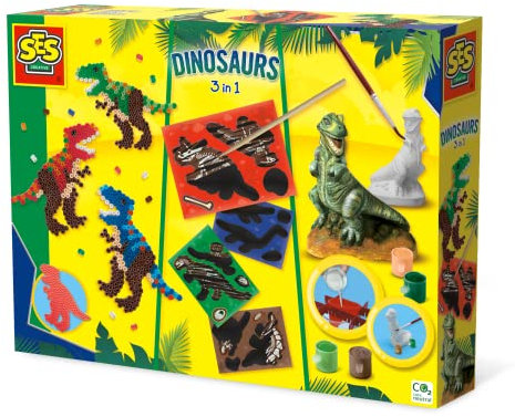 SES Creative 01409 Dinosaurier 3 in 1, Diverse Farben