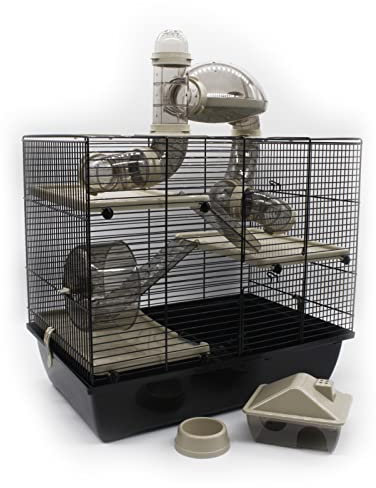 Nagerkäfig Rufus Schwarz Beige 45x50x33cm Käfig Hamster Maus Rennmaus Zubehör NEU