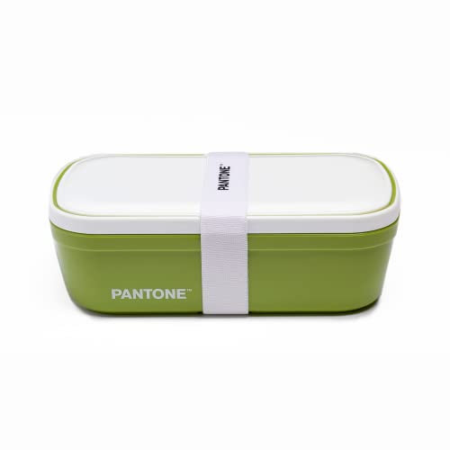 PANTONE Porta Pranzo Stile Bento Box con Divisorio Interno e Valvola di Sfiato - Lunch Box Portapranzo per Ufficio e Università - Contenitore Ermetico per Schiscetta Pranzo, 12x7x20,7, Verde Chiaro