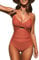 CUPSHE Damen Badeanzug V Ausschnitt Wickeloptik Bauchweg Raffungen Zierausschnitten Einteilige Bademode Swimsuit Orange M