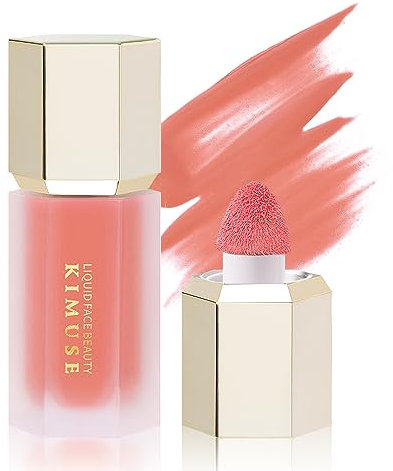 KIMUSE Gel Cream Blush, Flüssiges Rouge, Natürliches Aussehen, Dewy Finish Liquid Blush, Blush flüssig Rouge-Make-up, 4ml (Peace-Peachy Pink)