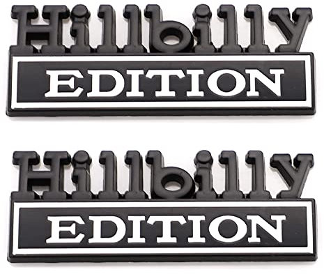 Hillbilly Edition Emblem-Stick für Auto, LKW, SUV, Motorrad, Kofferraum, Kühlschrank, Generalität (Schwarz / Weiß), 2 Stück