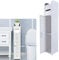 White Wooden Free Floor Standing Toilet Roll Tissue Paper Cabinet Bathroom Storage Cupboard Cabinet with Doors and Shelves, Thin Toilet Vanity Cabinet, Narrow Organizer Shelf Paper Holder 81x16x16cm