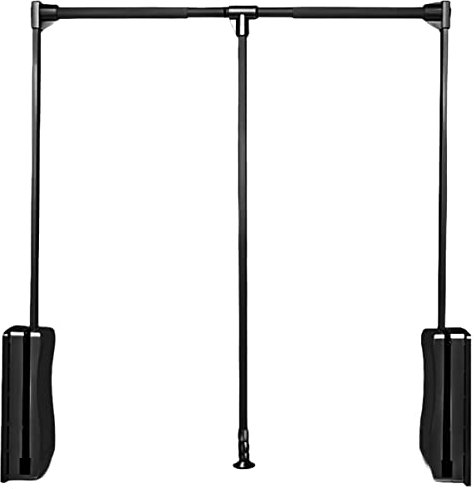 Gedotec Kleiderlift verstellbar Garderoben-Lift | 1 Stk Kleiderstange ausklappbar | Go Up | Schwarz - Garderobenstange Breiten-verstellbar 550-700 mm | Kleider-Lüfter klappbar | Wardrobelift