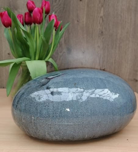 Generisch NEU !! Graublaues Ei - Stein - Kugel aus frostfesten Steinzeug ca. 32 cm Deko Garten Figur Landhaus Herbst Erntedankfest