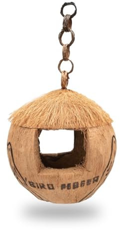 NaDeco Kokos Vogelhaus Natur Größe ca. 13-15cm | Vogelnest | Nistkasten | Vogelhaus zum Hängen | Vogelfutterhaus | Futterhaus | Deko Kokosnuss