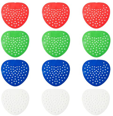 12 Pack Urinal Mats Scented, Urinal Screen Deodorizer, Splash Free Urinal Mats, Urinal Blocks for Urinal Restroom & Bathroom for Offices, Restaurants, Schools, Red, Blue, Green, White