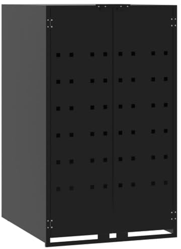 vidaXL Mülltonnenbox für 1 Tonne Schwarz 69x79x117 cm Stahl, Box Mülltonnen, Garten Mülltonnenbox, Verkleidung Mülltonnen, Outdoor Mülltonnenbox