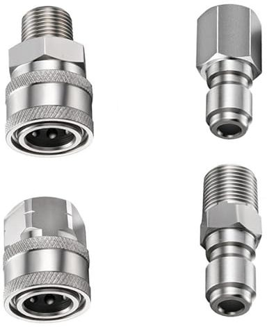 4pcs Pressure Washer Coupler, NPT 3/8 Quick Connect Pressure Washer, Stainless Steel Fittings Male-Female Quick Connect Coupler for Fast Connect & Quick Release (3/8)
