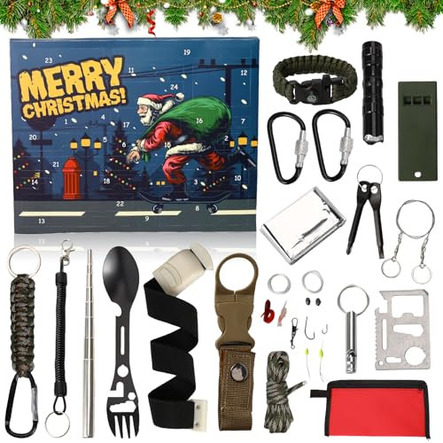 Neueste Survival & Mechanics Adventskalender für Männer, Survival Tools Adventskalender, Werkzeug Adventskalender 2024, für Erwachsene Teenager, Survival Equipment (C)