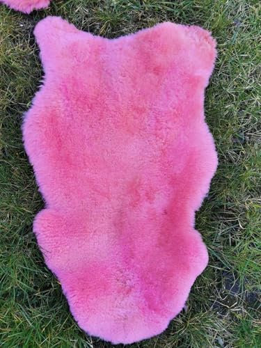Provellus ECHTE ÖKO LAMMFELL SCHAFFELL ROSA Felle TOP GESCHORENE DICHTE Wolle NEU L - XXL (120-130 cm x 60-80 cm)