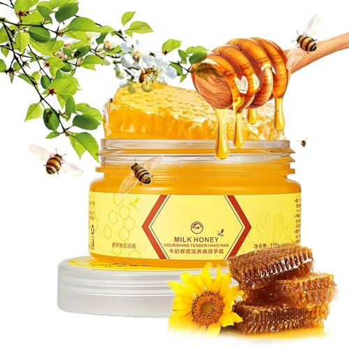 Milk Honey Hand Wax Mask, Hand Mask, Milk Honey Peel Off Hand Wax, Moisturizing Hydrating Nourishing Exfoliating Hand Film, Hands Care paraffin 110g