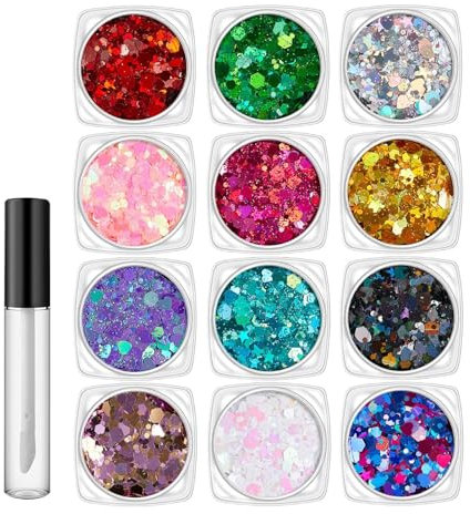 Cuerpo y cabello brillo, brillo para la cara, Glitter de cabello luminoso de larga duración, Mague festivo de 10 ml con pegamento de secado rápido, accesorios para mujeres para pub, conciertos