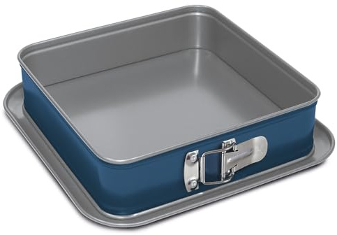 Guardini, Form zum Öffnen, quadratisch, 24 x 24 cm, tropffreier Boden, CO2-reduzierter Stahl mit neuer PFAS-Beschichtung, grau/blau, hergestellt in Italien, Linie XBake