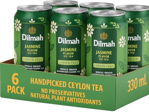 Dilmah Green Tea Ice Tea, 330ml Can (Pack of 6, Jasmine)