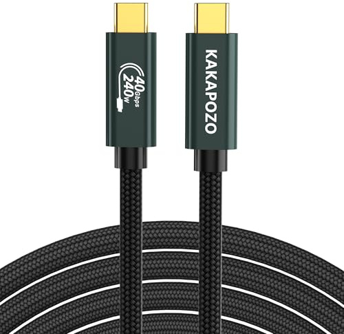 KAKAPOZO 5FT USB 4 Cable with Thunderbolt 4 40Gbps Data Transfer, 240W Charging, Support 8K/4K@60Hz USB C Monitor Cable for MacBook, SSD, iPhone 17/16/15, Docking, eGPU, Screen, Display, Carplay
