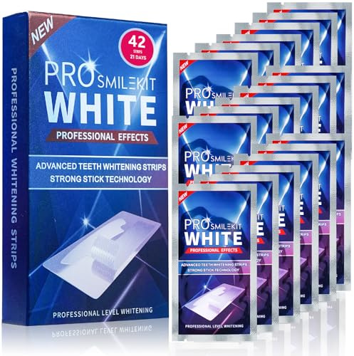 Tiras Blanqueadoras Dientes 42 Piezas, Blanqueador Dental Profesional Teeth Whitening Strips, Fórmula no sensible Seguro para el Esmalte