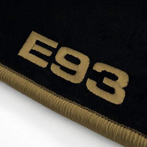 Autoteppich Stylers ATS-Q300_E93-308 Passgenaue Velours Fußmatten mit Logo Stick (E93) und Rand in Beige