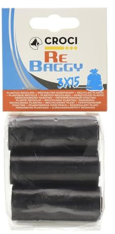 JOYPET 3 Rouleaux de 15 Rechange Sacs en Plastique Recyclé pour Chien Noir