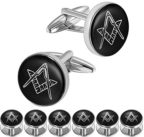 Hawson manschettenknöpfe herren und Nieten Set, Smoking-Hemd-Manschettenknöpfe silber Set für Herren mit Geschenkbox, für smoking hemd herren weiß, bestes Geschenk für Hochzeit/Geschäft