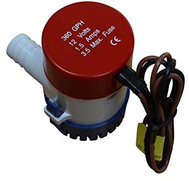 Boat Fittings 12V Bilge Pump, 350 Gallons Per Hour, Submersible