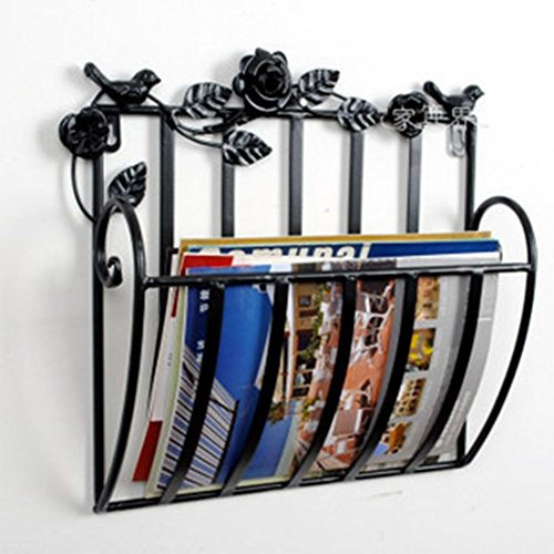 Wand Zeitungshalter,Magazinständer, Vintage Hängen Zeitschriftensammler,Wandhalterung Zeitung Zeitungsständer,Metall Zeitungshalter,Magazinständer Veranstalter Für Office-schwarz 30x13x30cm(12x5x12)