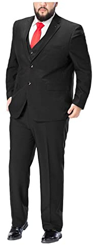 GATMSTZ 3 Piece Suits for Men Big and Tall Regular Fit Blazer Men Tuxedo Suit Set Classic Fit Jacket Vest Pants (Black,54R)