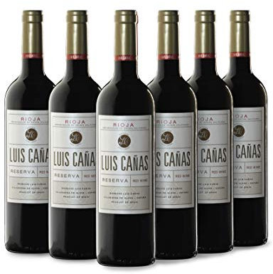 Luis Cañas - Vino Tinto con D.O. Rioja - Reserva - Variedad Tempranillo y Graciano - Notas de Fruta Negra - Reposo en Barricas de Roble Francés y Americano - Caja Cartón - 6 Botellas de 75 cl