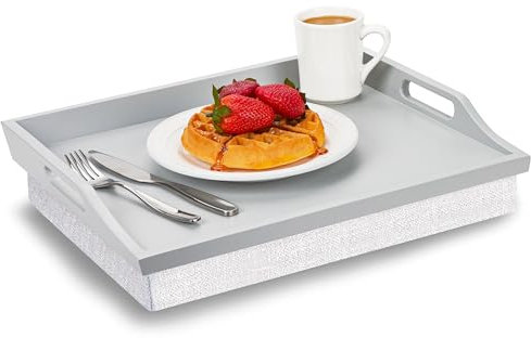 Rossie Home Betttablett aus Holz, mit abnehmbarem Kissen, Serviertablett, für Laptops bis zu 39,6 cm (15,6 Zoll), Stil Nr. 76105