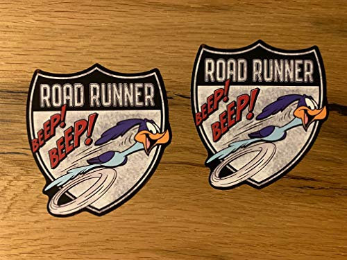 #814 / 2X Road Runner Aufkleber 9x8,5cm Sticker Motorrad Auto Tuning Oldtimer Oldschool Tank Hot Rod V8 V2 Bike Cafe Racer