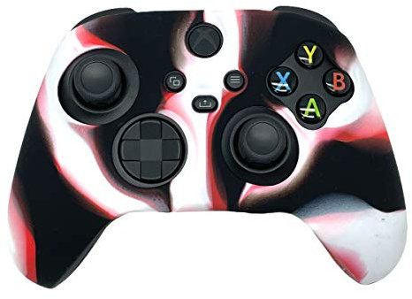ExtremeGripPro Silicon Camo Case Cover Skin Grips for Microsoft Xbox Series X S Controller - Black/White/Red Camo