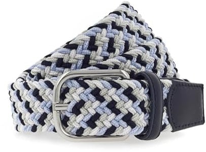 Vanzetti Damengürtel, geflochtenes Textilband mit Leder, Breite: 3,5 cm, Hellblau, 80 cm