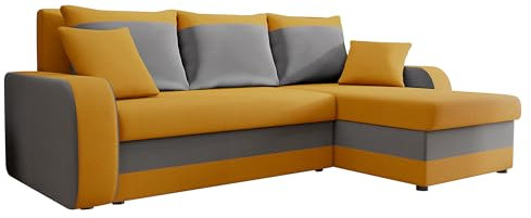 Mirjan24 Ecksofa Kristofer, Design Eckcouch, Couch mit Schlaffunktion, Zwei Bettkasten, Wohnlandschaft, Bettfunktion L-Form Sofa, Ottomane universell (Manila 32 + Manila 16)