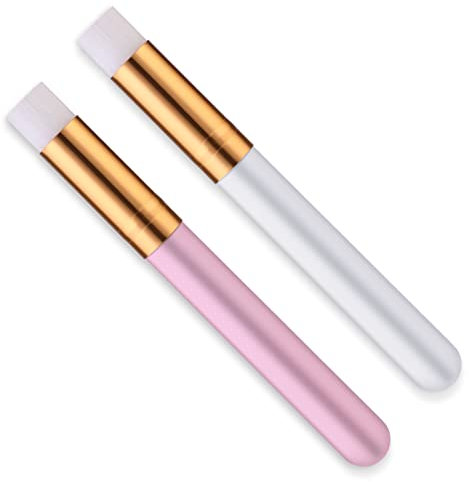 Molain Wimpern-Shampoo-Bürsten, 2 Stück, Nasenporen, Tiefenreinigung, Gesichtsbürste, Wimpernverlängerungsbürste, Waschbürste, Wimpernreiniger, 2 Farben, Rosa und Weiß