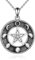 YAFEINI Pentagram Pentacle Pendant Necklace 925 Sterling Silver Wiccan Star Crescent Moon Necklaces Jewellery Gifts for Women (Pentagram moon necklace 1)