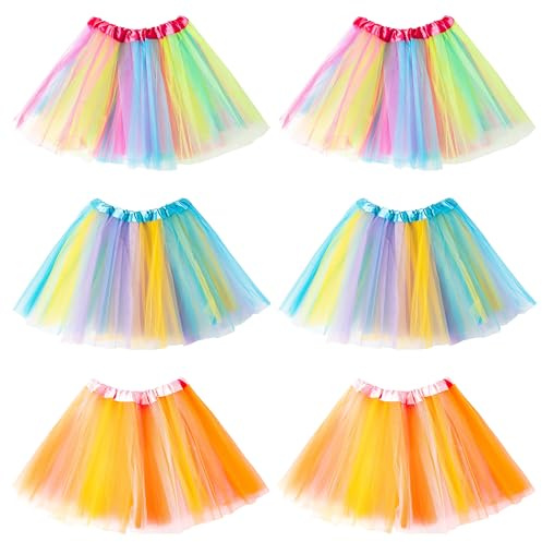 6PCS Girls Tutu Skirts Birthday Princess Party Favor Dress Skirt Set Ballet Layered Tulle Dance Skirts Dress Up Fancy Clothes for Girls Parties Daliy Uses