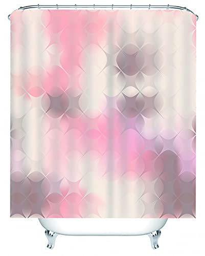 Banemi Duschvorhang Antischimmel, Duschvorhang Textil Inklusive Ringe Rosa Grau Blumenmuster 150X180cm für Eck Dusche mit 12 Duschvorhangringen