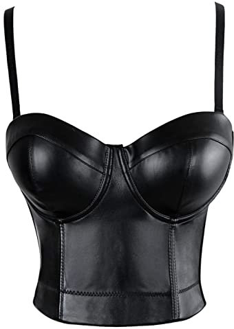 KUOSE Damen Punk Blumenspitze Bustier Korsett Party Bralet Crop Top Schwarz