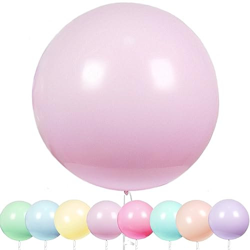 YOUYIKE 36 Zoll Grosse Luftballons Pastell, 8 Stück Riesige Runde Pastell Ballons, 90CM Macaron Rosarot Latex Grosse Luftballons für Geburtstag,Hochzeitsfest,Festival,Karnevals (Rosarot)