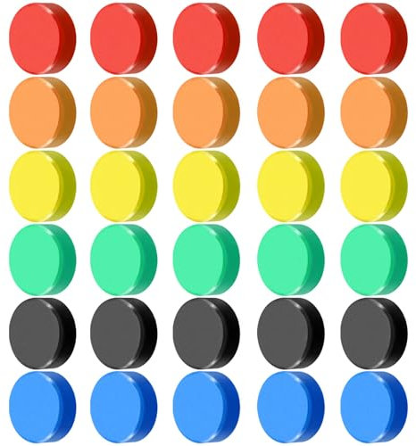 CONNECTION 30 Stück Kühlschrankmagnete Bunt, Magnete für Whiteboard und Magnettafel, Rund Dekorative für Kühlschrank Magnetwand Pinnwand Foto (6 Farben)