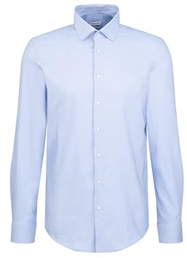 Seidensticker Herren Slim Fit Langarm Kragen Hemd, Hellblau, 38 EU
