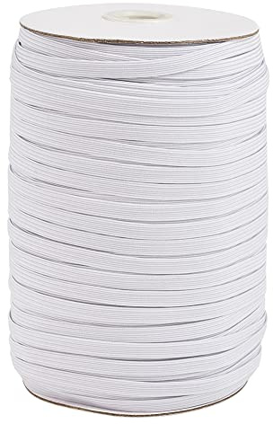 Bestewelry 6mm Wide Elastic Bands White Elastic Cord Flat Sewing Band with Spool for Headbands Clothes Sewing Craft Making