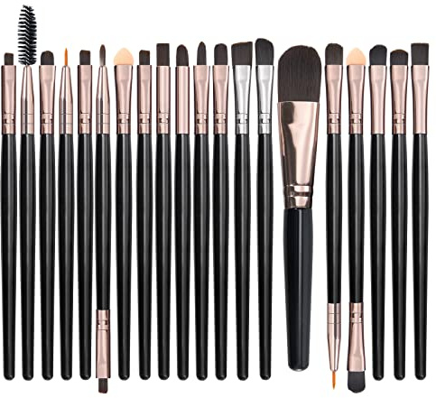 Rosegold Make-up Pinsel Set, 20-teiliges Premium Make-up Pinsel Set für Gesicht und Augen, Professionelle Pinsel für Eyeliner, Lidschatten, Augenbrauen, Flüssigfoundation-Pinsel, Roségold