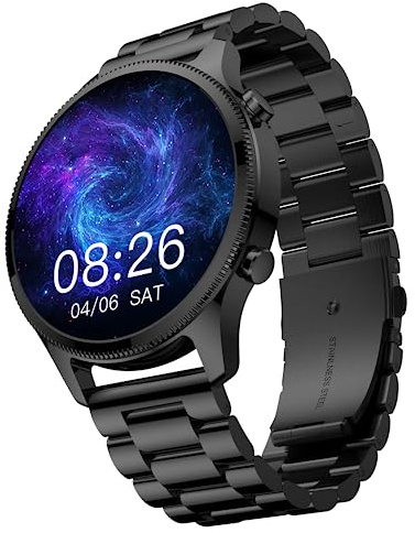 Noise Halo Plus Metallic Smartwatch, 1.46' AMOLED, Stainless Steel Straps, BT Calling, 100+ Watchfaces, 100+ Sport Modes, Multi Health Trackers, Water & Dust Resistant, 1 Year Warranty (Elite Black)