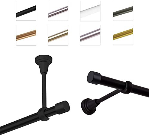 MDEKOR Gardinenstange 120 cm einläufig | Vorhangstange für die Wandmontage oder Deckenmontage Schwarz aus Metall | Gardinenstangenset Ø 19mm