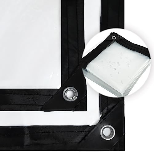 Telone impermeabile trasparente con occhielli, impermeabile, trasparente, in polietilene, resistente alle intemperie, pieghevole, con corde elastiche da 5 m.(3 x 4 m)