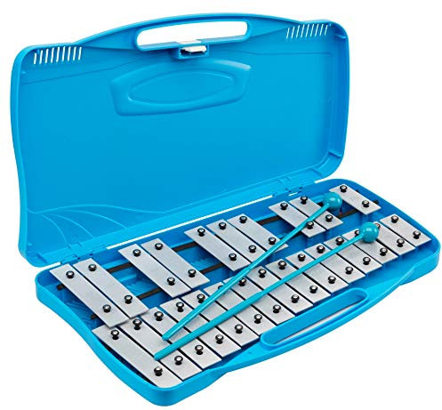 ROCKSTAR - Carrillón Glockenpiel Xilófono Metalófono SG25N Cromático, 25 Teclas metálicas con Estuche y Mazas. Instrumento Musical, Regalo escolar para Niños - Rockmusic España