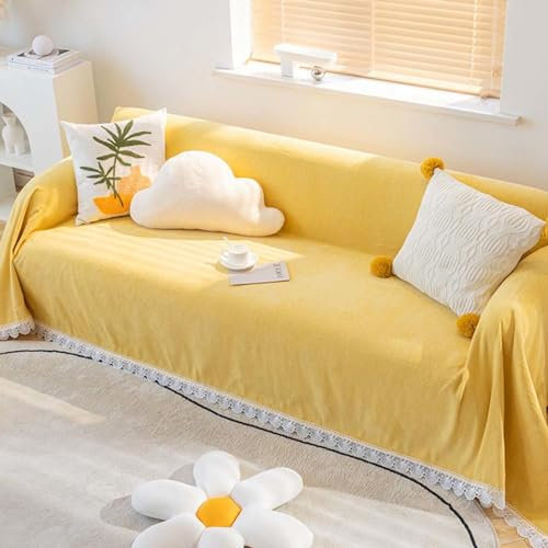MTHGH Sofaüberwurf Decke L Form Ecksofa rutschfest Wasserdicht Sofadecke Decke Für Sofa XXL Überwurfdecke Sofa Decken Überwurf Sofa Couchdecke Couch Überwurf,yellow-180x280cm