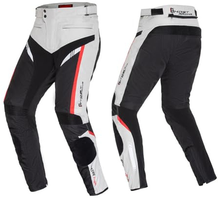 Wanym Motorrad Hosen Herren Mit Protektoren, Herren Motorrad Hosen Atmungsaktiv Winddicht Abriebfest mit Abnehmbar Baumwolle Futter für Motorrad, MTB, Schmutziges Fahrrad Rennsport Schutz,Weiß,L